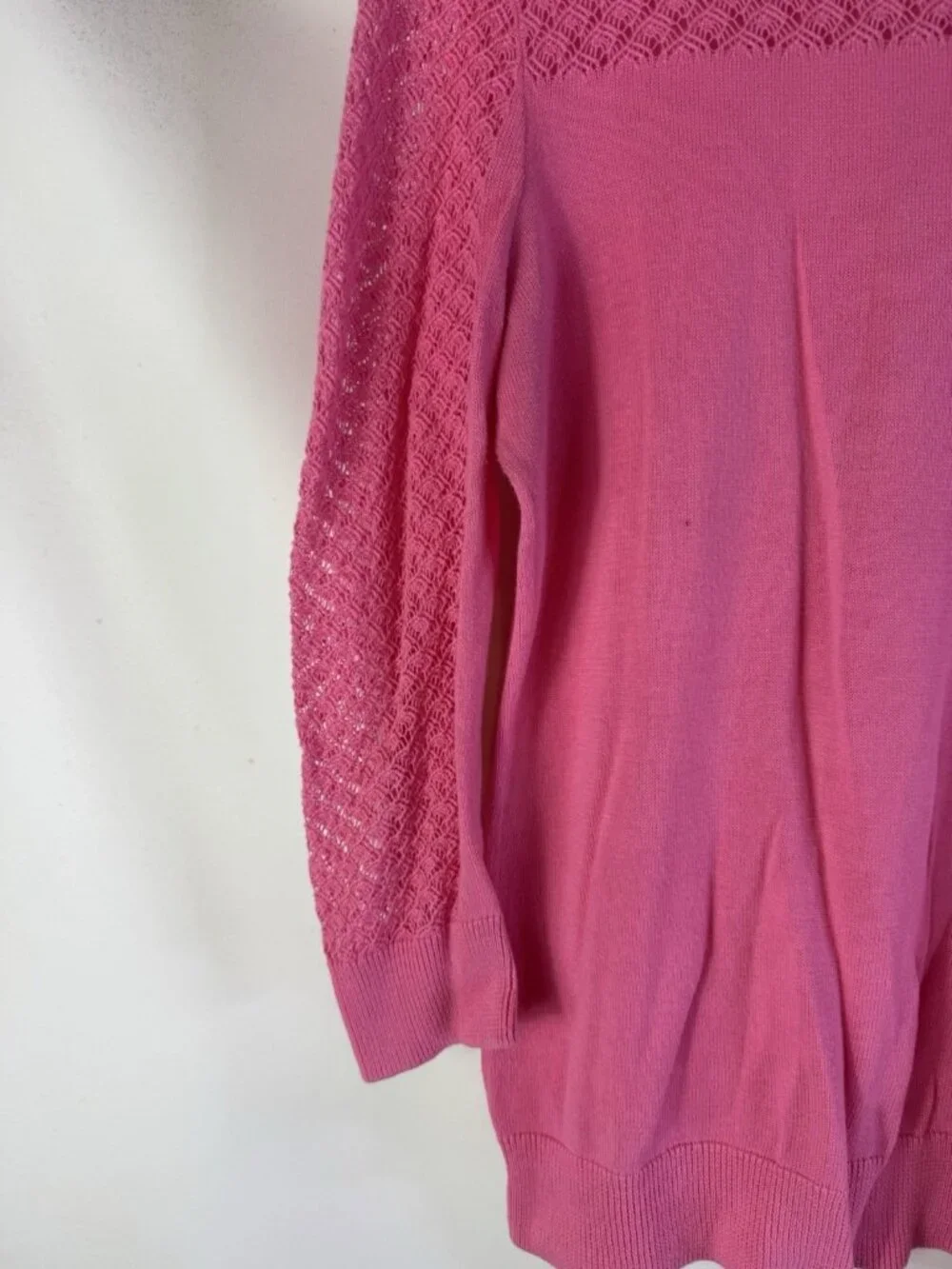 Lilly Pulitzer Sweater Cotton Lightweight Crochet Contrast - Picture 6 of 11